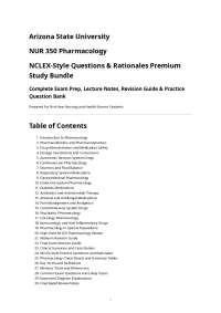 Arizona State University NUR 350 Pharmacology NCLEX-Style Questions & Rationales Premium
