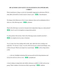 BSN 425 MEDICATION SAFETY EXAM QUESTIONS AND ANSWERS 100% CORRECT