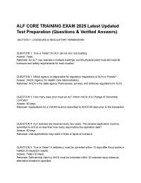 ALF CORE TRAINING EXAM 2025 Latest Updated Test Preparation (Questions & Verified Answers)