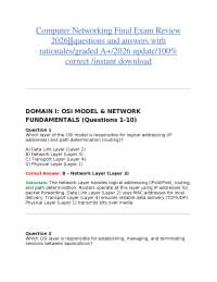 Computer Networking Final Exam Review 2026|||questions and answers with rationales/graded