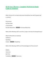 SCM Test 2 Review Complete Well Solved Study Guide & Solutions