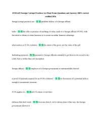 JURI 645 Foreign Corrupt Practices Act Final Exam Questions and Answers 100% correct verif