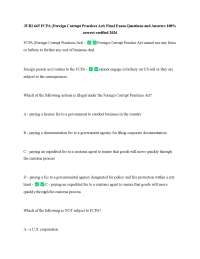 JURI 645 FCPA (Foreign Corrupt Practices Act) Final Exam Questions and Answers 100% correc