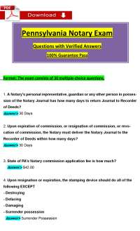 PA Notary Exam 2025-2026 | Pennsylvania Notary Public Test Questions & Answers