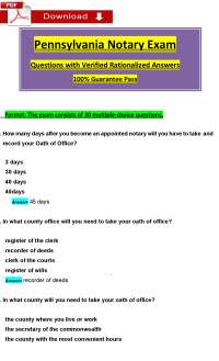 PA Notary Exam 3 2025-2026 | 30 Practice Questions & Answers | Pennsylvania Notary Test