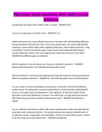 PALS Exam Study Questions With 100% Correct Solutions