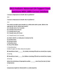 PALS-Pediatric Advanced Life Support Exam Questions With 100% Correct Solutions