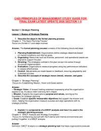 C483 PRINCIPLES OF MANAGEMENT STUDY GUIDE FOR FINAL EXAM LATEST UPDATE 2026 SECTION 1-5