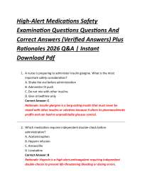 High-Alert Medications Safety Examination Questions Questions And Correct Answers