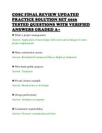 COSC FINAL REVIEW UPDATED PRACTICE SOLUTION SET 2026 TESTED QUESTIONS WITH VERIFIED ANSWER