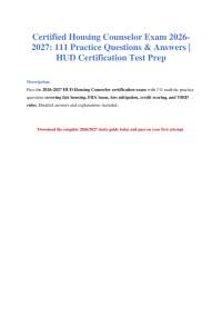 Housing Counselor Exam 2026-2027 Practice Test