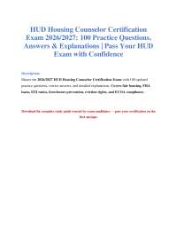 HUD Housing Counselor Exam 2026/2027