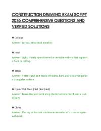 CONSTRUCTION DRAWING EXAM SCRIPT 2026 COMPREHENSIVE QUESTIONS AND VERIFIED SOLUTIONS