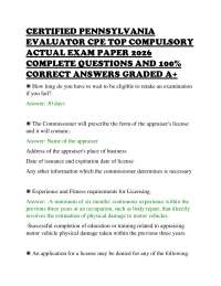 CERTIFIED PENNSYLVANIA EVALUATOR CPE TOP COMPULSORY ACTUAL EXAM PAPER 2026 COMPLETE QUESTI