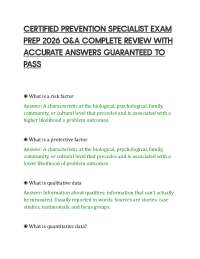 CERTIFIED PREVENTION SPECIALIST EXAM PREP 2026 Q&A COMPLETE REVIEW WITH ACCURATE ANSWERS G