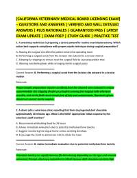 [CALIFORNIA VETERINARY MEDICAL BOARD LICENSING EXAM] – QUESTIONS AND ANSWERS | VERIFIED AN