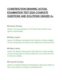 CONSTRUCTION DRAWING ACTUAL EXAMINATION TEST 2026 COMPLETE QUESTIONS AND SOLUTIONS GRADED