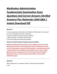 Medication Administration Fundamentals Examination Items Questions And Correct Answers