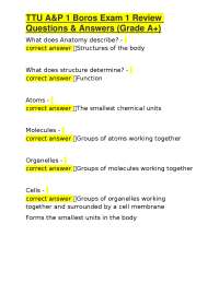 TTU A&P 1 Boros Exam 1 Review Questions & Answers (Grade A+)