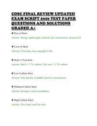 COSC FINAL REVIEW UPDATED EXAM SCRIPT 2026 TEST PAPER QUESTIONS AND SOLUTIONS GRADED A+