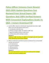 Police Officer Entrance Exam Newest 2025-2026 Update Questions Fast Reviwed From Actual