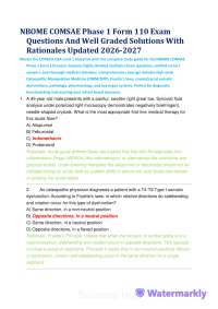 NBOME COMSAE Phase 1 Form 110 Exam Questions And Well Graded Solutions With Rationales U