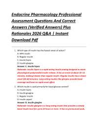 Endocrine Pharmacology Professional Assessment Questions And Correct Answers