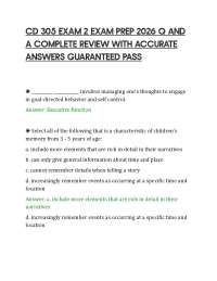 CD 305 EXAM 2 EXAM PREP 2026 Q AND A COMPLETE REVIEW WITH ACCURATE ANSWERS GUARANTEED PASS