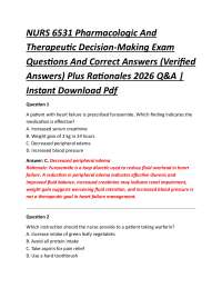 NURS 6531 Pharmacologic And Therapeutic Decision-Making Exam Questions