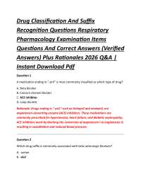 Drug Classification And Suffix Recognition Questions Respiratory Pharmacology Examination