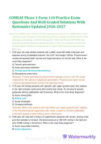 COMSAE Phase 1 Form 110 Practice Exam Questions And Well Graded Solutions With Rationale