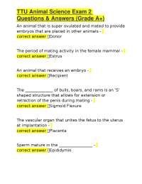 TTU Animal Science Exam 2 Questions & Answers (Grade A+)