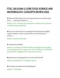 FTSC 326 EXAM 2 CORE FOOD SCIENCE AND MICROBIOLOGY CONCEPTS REVIEW 2026
