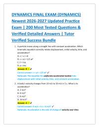 DYNAMICS FINAL EXAM (DYNAMICS) Newest 2026-2027 Updated Practice Exam | 200 Most Tested
