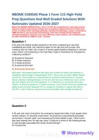 NBOME COMSAE Phase 1 Form 115 High-Yield Prep Questions And Well Graded Solutions With