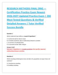RESEARCH METHODS FINAL (RM) — Certification Practice Exam Newest 2026-2027 Updated Pract