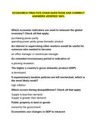 ECONOMICS PRACTICE EXAM QUESTIONS AND CORRECT  ANSWERS VERIFIED 100%