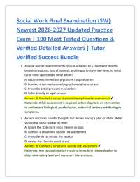 Social Work Final Examination (SW) Newest 2026-2027 Updated Practice Exam | 100 Most Tes