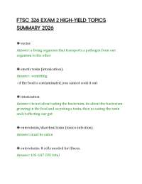 FTSC 326 EXAM 2 HIGH-YIELD TOPICS SUMMARY 2026