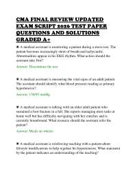 CMA FINAL REVIEW UPDATED EXAM SCRIPT 2026 TEST PAPER QUESTIONS AND SOLUTIONS GRADED A+