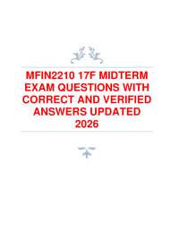 MFIN2210 17F MIDTERM EXAM QUESTIONS WITH CORRECT AND VERIFIED ANSWERS UPDATED 2026