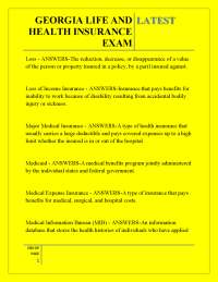 GEORGIA LIFE AND HEALTH INSURANCE EXAM LATEST