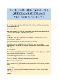 RCFE PRACTICE EXAM- 100+ QUESTIONS WITH 100% VERIFIED SOLUTIONS