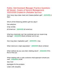 Publix- Deli Assistant Manager Practice Questions All Solved., Exams of Service Management