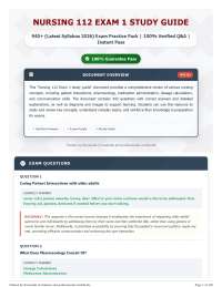 Nursing 112 Exam 1 study guide 940+ (Latest Syllabus 2026) Exam Practice Pack