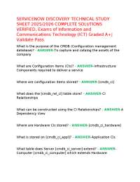 SERVICENOW DISCOVERY TECHNICAL STUDY SHEET 2025/2026 COMPLETE SOLUTIONS VERIFIED, Exams of