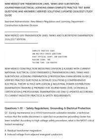 NEW MEXICO GF8 TRANSMISSION LINES, TANKS AND SUBSTATIONS JOURNEYMAN ELECTRICAL LICENSING E