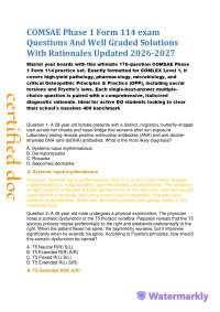 COMSAE Phase 1 Form 114 exam Questions And Well Graded Solutions With Rationales Updated