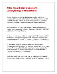 Aflac Final Exam Questions (Everything) with answers