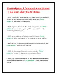 ASA Navigation & Communication Systems – Final Exam Study Guide Edition.